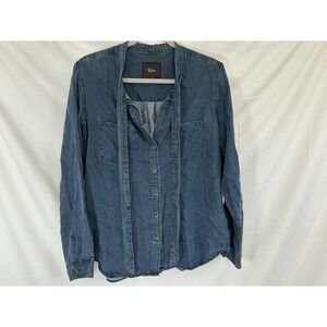 Rails Medium/ Dark Wash‎ Denim Chambray Button Up Shirt Women's Size Large EUC